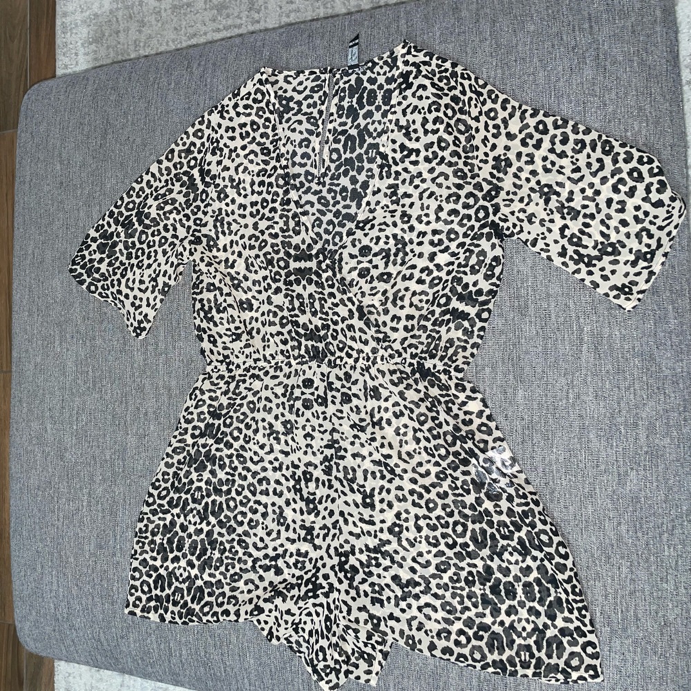 Leopard print sheer romper